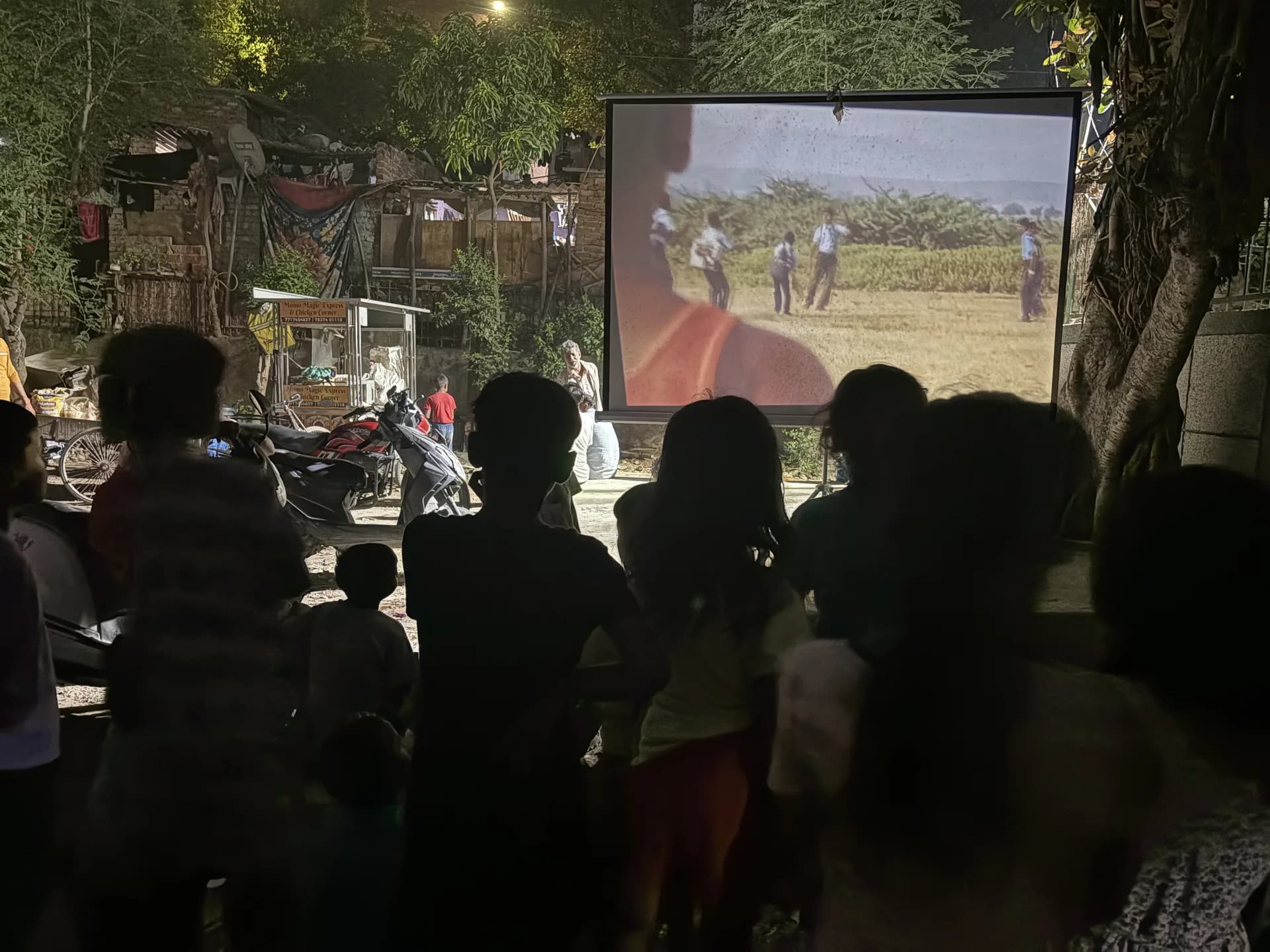 An evening assembly before the screening starts